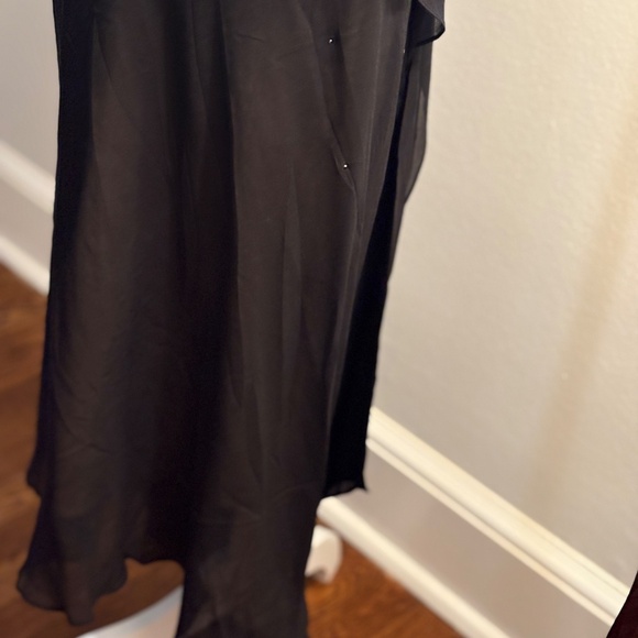 Elegant Luxurious Silk Gown Scattered Sequins Black with Beige Lining 50" Long - Picture 14 of 14